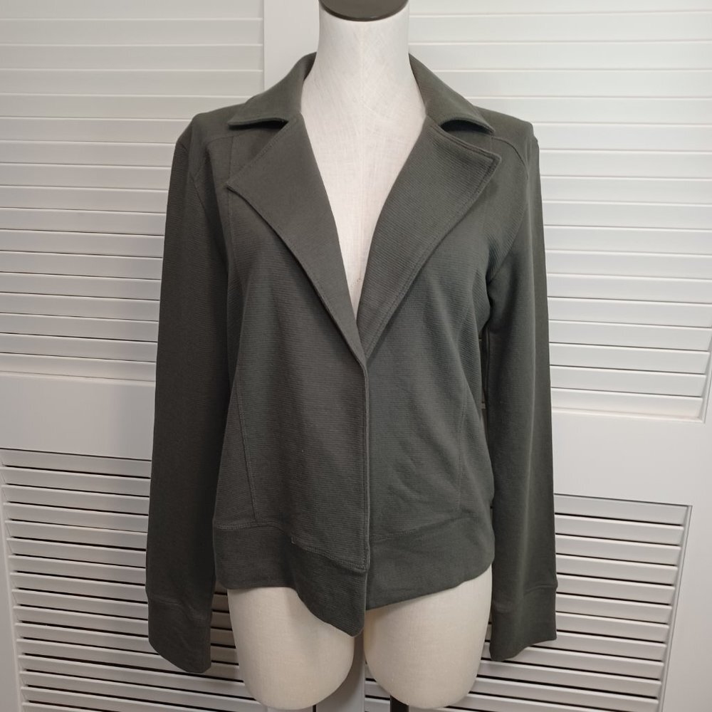 Susina Cardigan Jacket Womens size Small Open Front Gray Ribbed Knit Work Casual